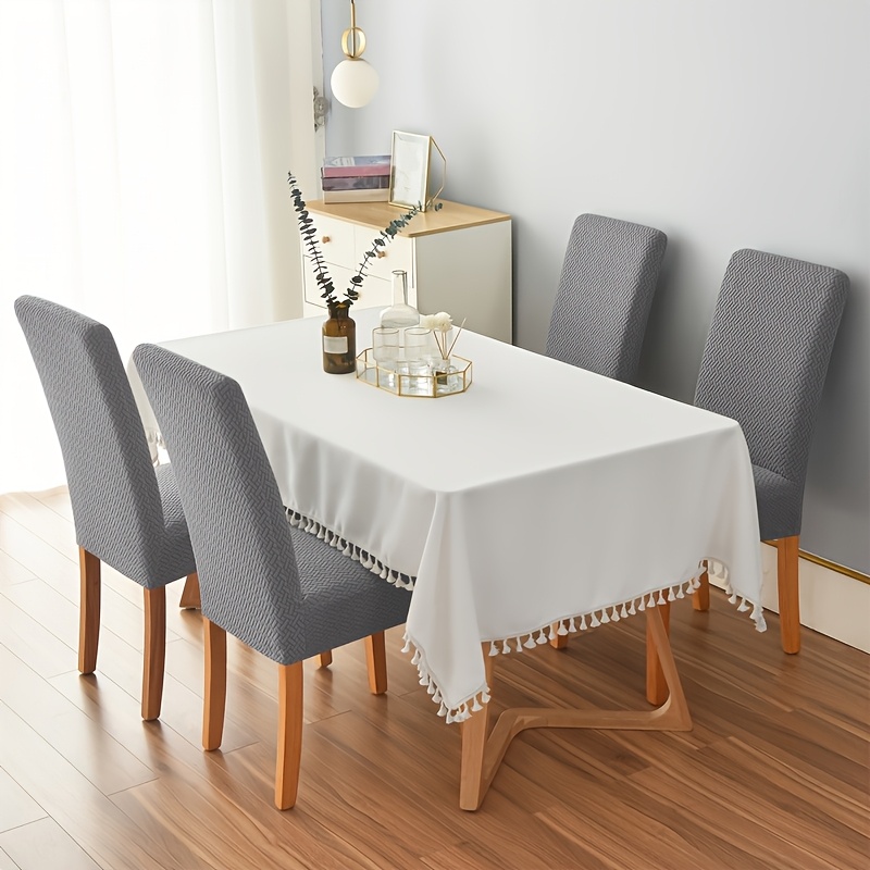 4/6pcs T-type Jacquard Dining Chair Covers, Size M, For Home And Hotel Use, Seat Covers For Chairs And Stools