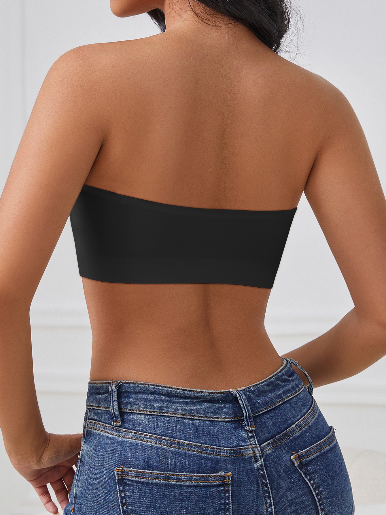 Women's Solid Color Front Closure No Padded Strapless Bra