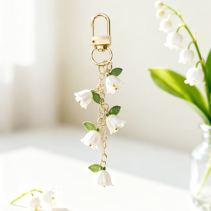 Orchid Keychain with Tassel, Creative Accessory