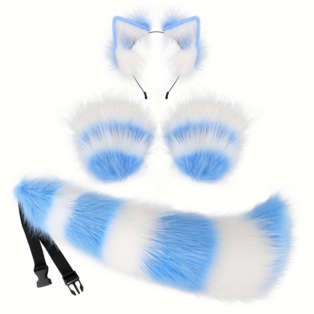 Christmas Faux Fur Animal Fox Ears Headband And Tail Set - Sexy Cosplay Costume For Women