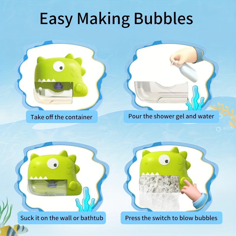   dinosaur bubble bath toy automatic bubble maker with music silent mode fun water play for   perfect birthday or christmas gift batteries liquid not included details 8