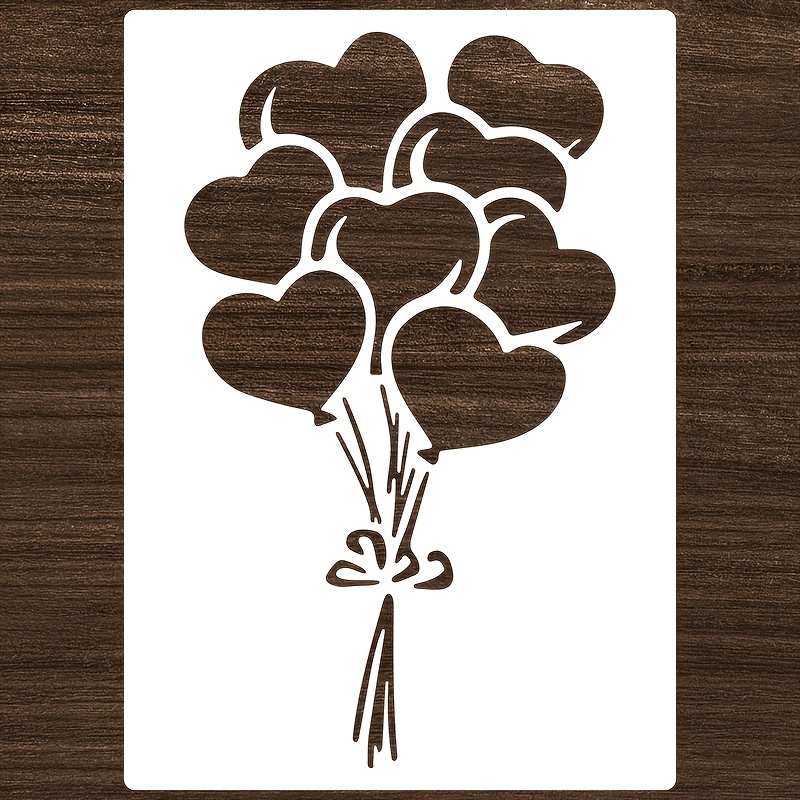 Image of Reusable Heart Shaped Balloon Stencil In A4 Size - Perfect For Painting, Drawing And Crafting On Walls, Furniture, Fabric, Wood And Canvas.