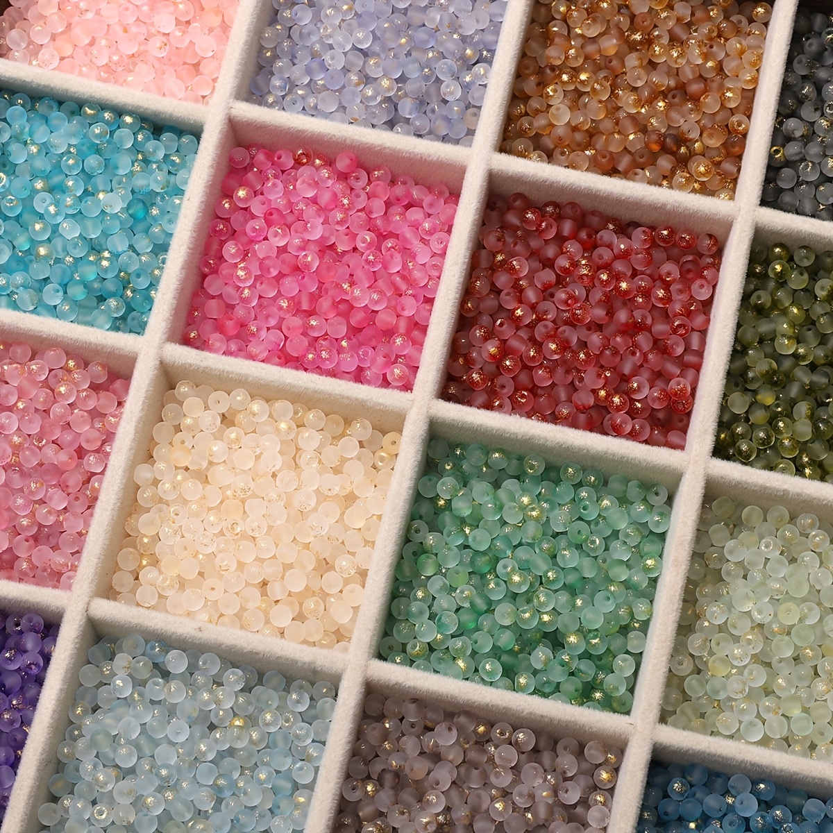 100pcs colorful high quality 4mm frosted golden glitter glass seed beads round beads scattered beads bracelet necklace accessory materials