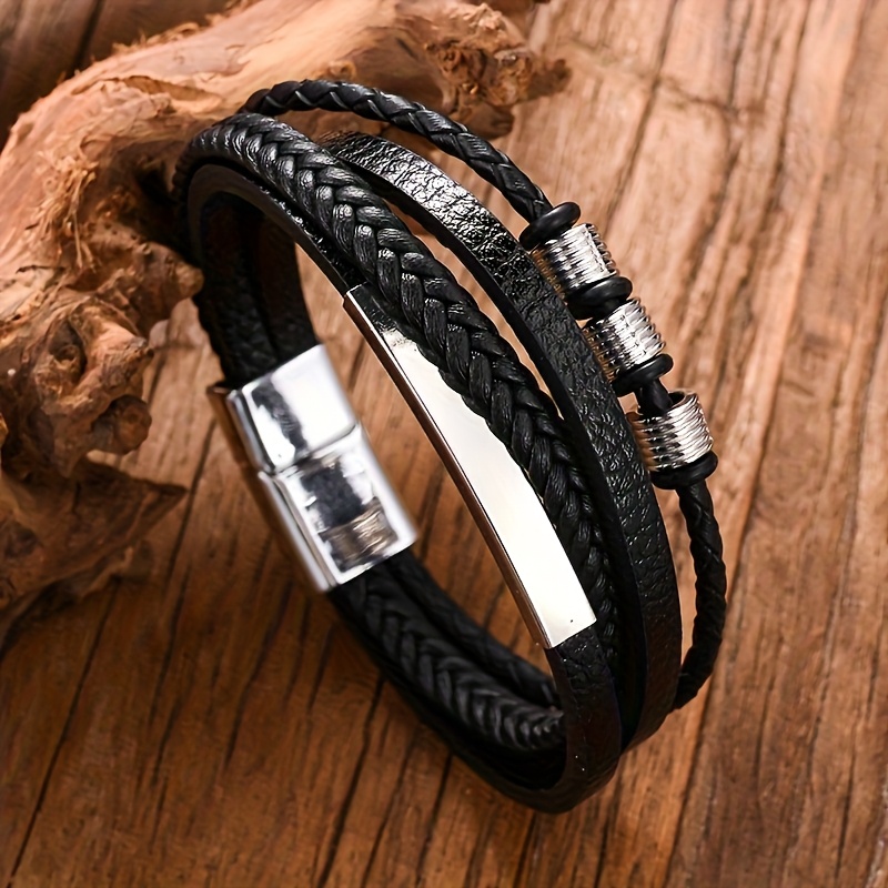 TEMU Pulsera tejida de moda para hombre, 1 pieza, adecuada para uso diario, accesorios, regalos y decoraciones de tendencia para fiestas