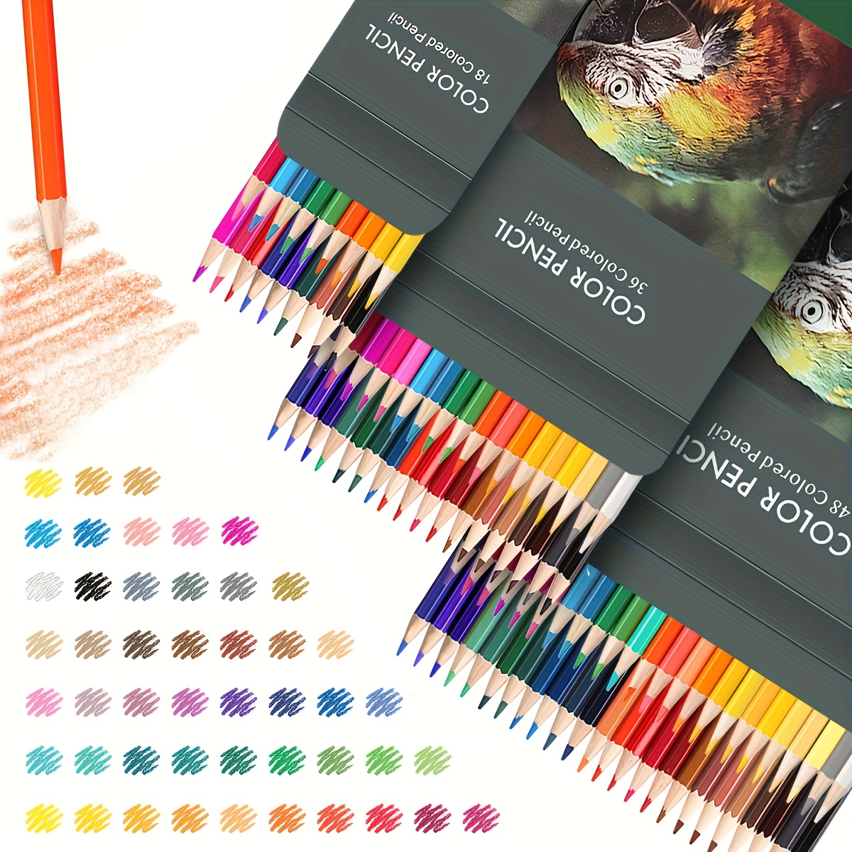 18/36/48 Colored Pencils Set for Adults Coloring Books, Professional painting purposes Vibrant Artists Drawing Sketching Blending Shading, Halloween Thanksgiving Day Christmas