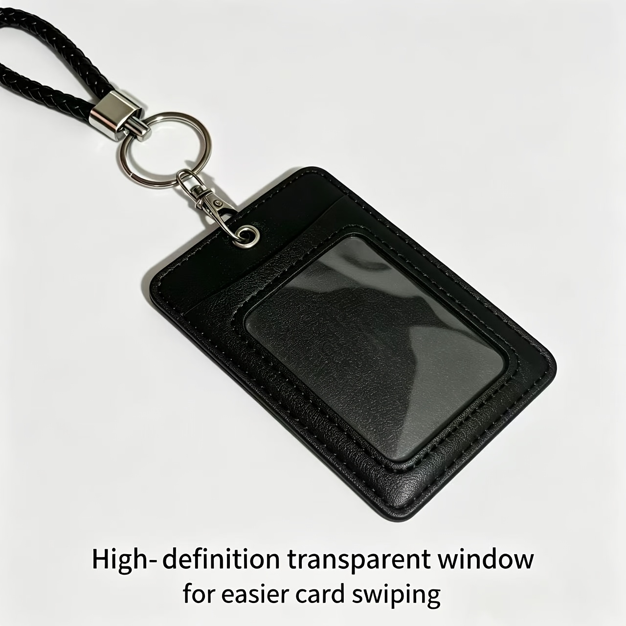 TEMU Porta Carte 2D Similpelle con Cordino Intrecciato, Slot per Carte, Scansiona Direttamente con il Tasto, Non 癡 Necessario Estrarre , per Carte di