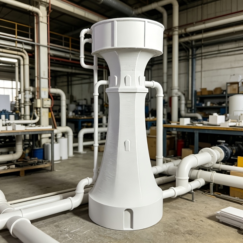 Retro Industrial Style White Water Tower Model
