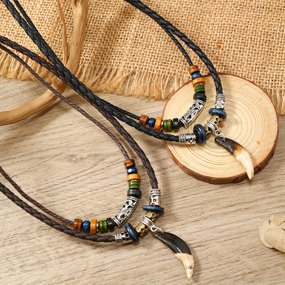 

Retro Ethnic Style Necklace Jewelry, Men's Multi-layer Pu Leather Necklace, Simple Necklace Accessories