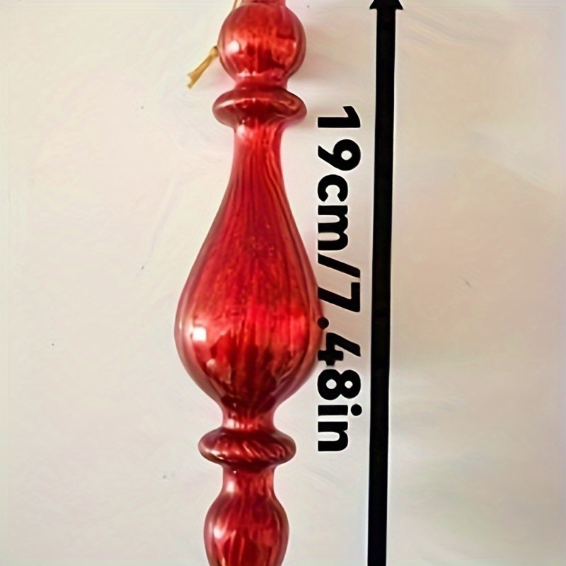 TEMU 3pcs Set, Silvery-plated Interior, Red, Christmas Glass Ornament Hanging Decor, Christmas Hanging Ornament, Christmas Decoration, Length: 19cm,