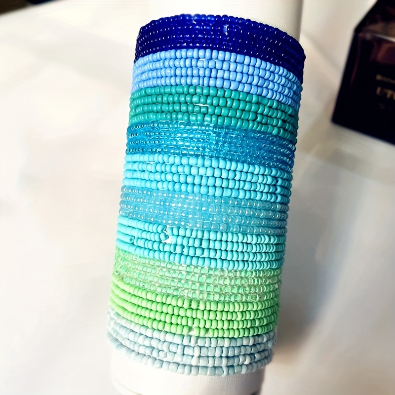 Bohemian Beaded Bracelet Set Elastic Bracelets for Women's & Beach