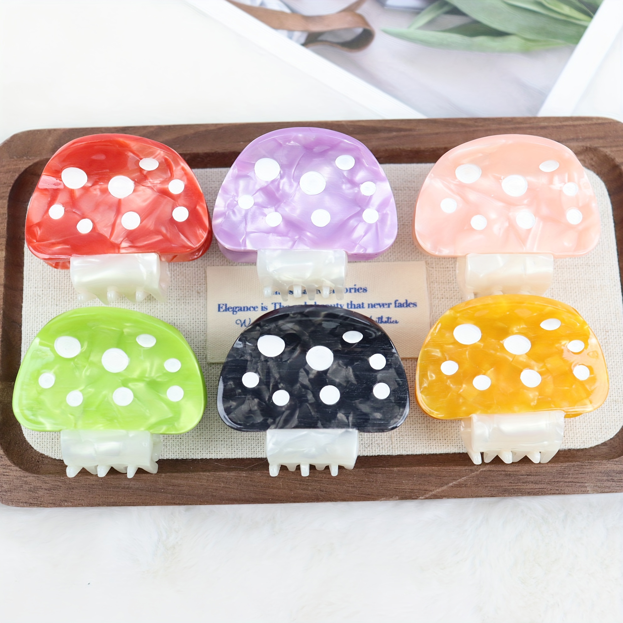 

Charming Mushroom Hair Claw - Cute Cartoon Plant Design, Non-slip Acetate Grip For Women And Girls