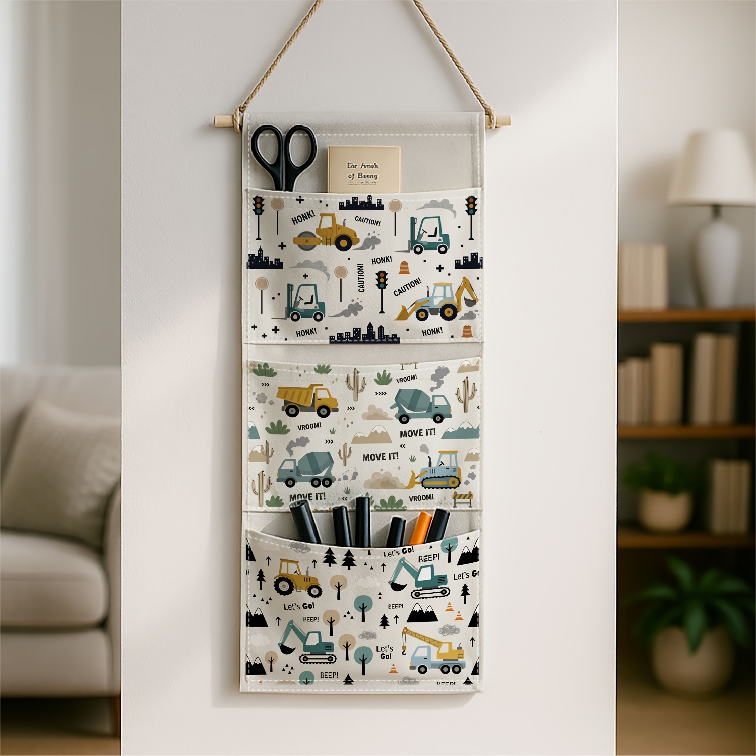 TEMU 1 sac de rangement mural beige au design contemporain, décoration et excavatrice, solution de rangement en tissu à plusieurs niveaux pour salon,