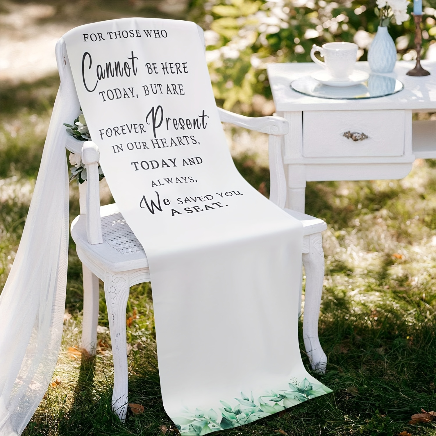 TEMU Bannière pour mariage en mémoire - 13 x 50 pouces, Design " une place pour au ciel", Vinyle durable, Idéal pour la décoration de perte de place,