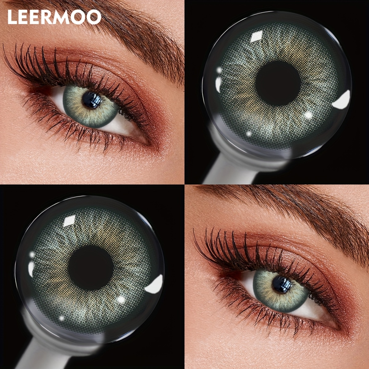 Leermoo Lenti a Contatto Colorate Prescritte Blu Menta Verde Menta, Marrone Morbido e Grigio Menta per Abbigliamento Casual
