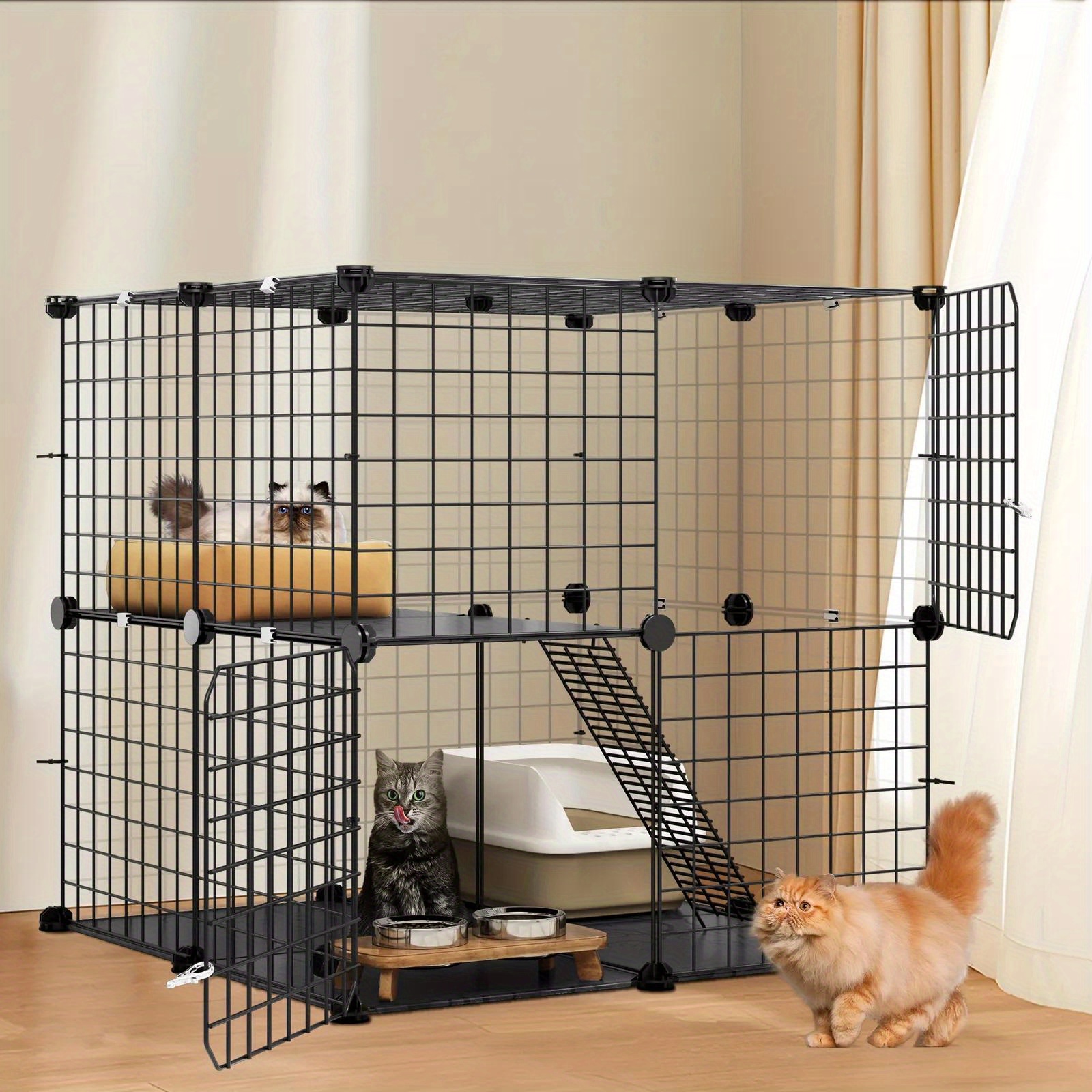 Cat Cage for Indoor Cats Tier Outdoor Cat Enclosures Kitten Cage DIY Pet  Playpen Metal Kennel for 1- Cats, Ferret, Small Animals, Kitty, Squirrel,