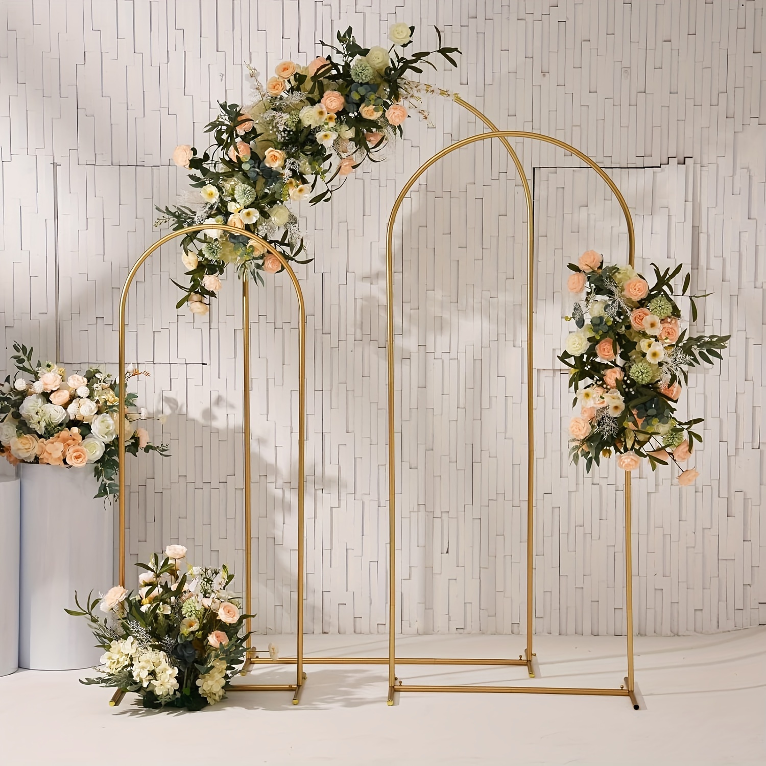

Set Of 3 Gold Wedding Arch Backdrop Stand 6.6ft, 5.9ft, 4.9ft Balloon Arch Stand, Metal Arch Backdrop Stand For Birthday Party, Wedding Arches For Ceremony Decoration Backdrop Door Frame