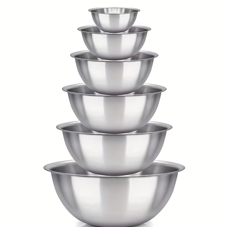 TEMU Stainless Steel Mixing Bowl Set Of 6 Mixing Bowls. Kitchen, Cooking And Storage Nesting Bowls. Dough, Batter And Baking Bowls