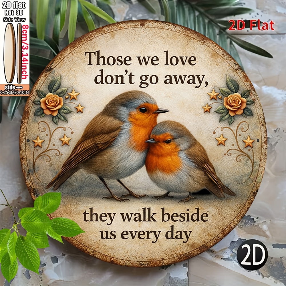 TEMU 2d Flat Round Wooden Sign, "robin" Vintage Wooden Sign, " You, Never Apart" Decorative Sign, Suitable For Decorating Living Rooms, Bedrooms, And