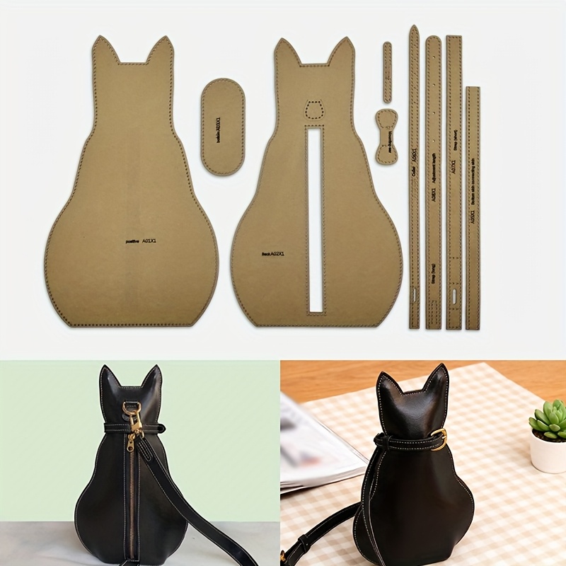 TEMU 9pcs Handmade Cartoon Cat Chest Bag Making Paper Template Diy Creative Crossbody Bag Design Sewing Pattern Template Handcrafted Zipper Bag Making Template Tool, Diy Wallet Making