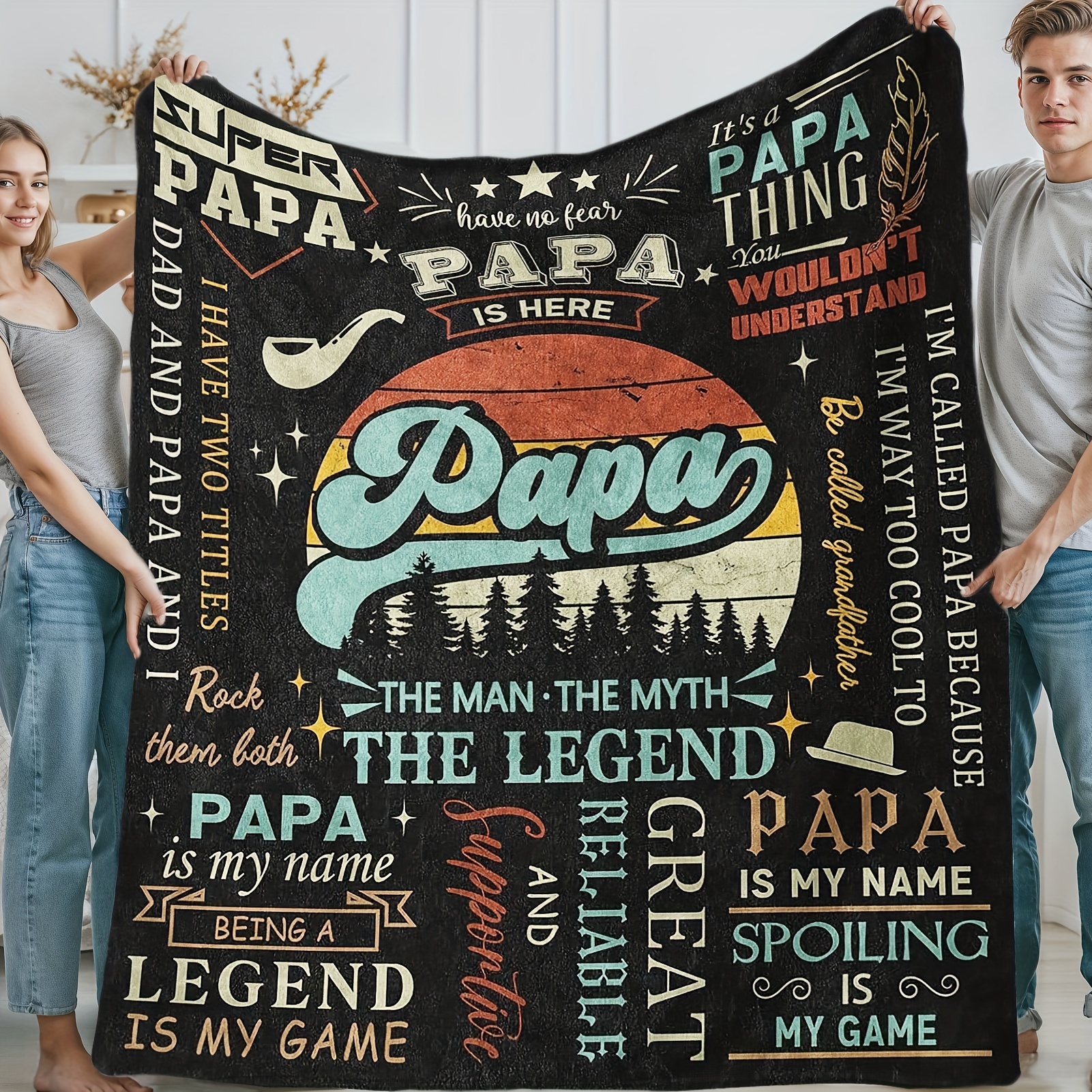 

Papa Fathers Day/birthday Gift, , Fathers Day/christmas/birthday //grandfather, Best Papa Ever Gifts Blanket 50x60in, Soft Flannel Blanket