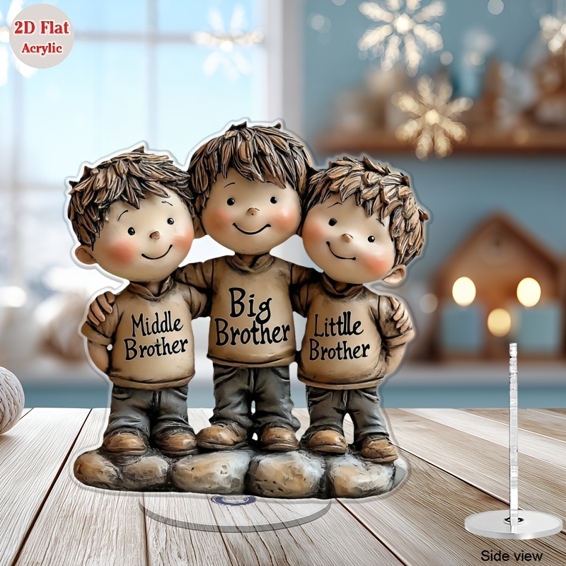 E-shop 2D Flache Acryl Desktop Dekoration - 'Big Brother', '', 'Middle Brother', Fröhliche Cartoon Figuren, Geeignet für Büro, Schlafzimmer, Wohnzimmer