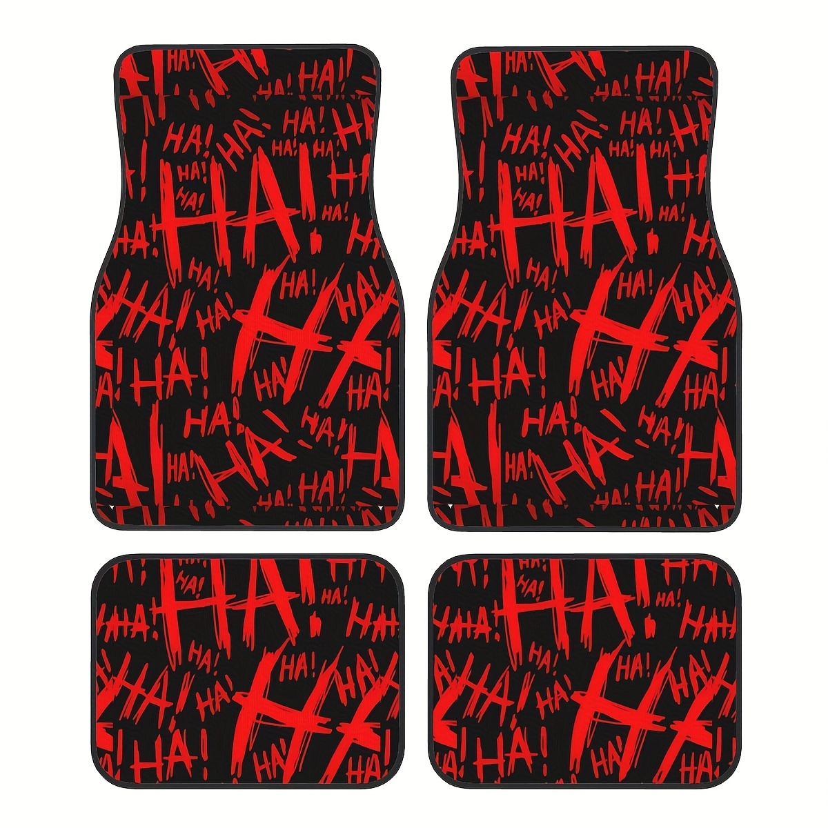 

4 Pack Of Red And Black Rubber Car Mats - Universal Fit, Waterproof, Easy To Clean - Suitable For All Vehicle Types