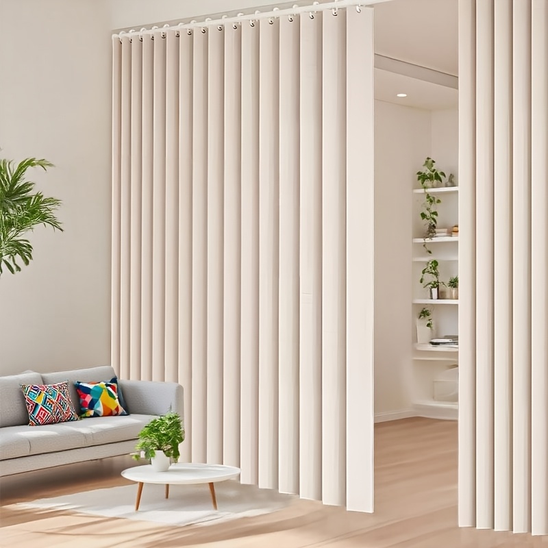 1pc Partition Curtain Folding Retractable Partition Curtain Elegant Stylish Fabric Screen Room Sleep Area Divider Study Space Zoning Essential Foldable Storage with Hooks Space Saving Multi-Purpose Mother Must-Have