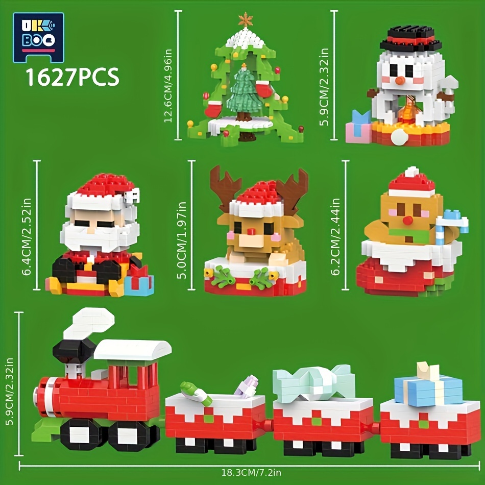 Christmas Tree Building Blocks Kit Elk Santa Claus Train Small