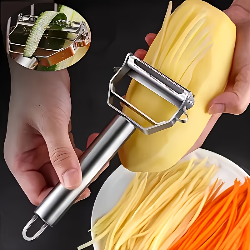 1pc stainless steel peeler universal kitchen vegetable peeler and julienne slicer multi function potato peeler fruit vegetable   manual food processor for thanksgiving christmas essential kitchen gadget