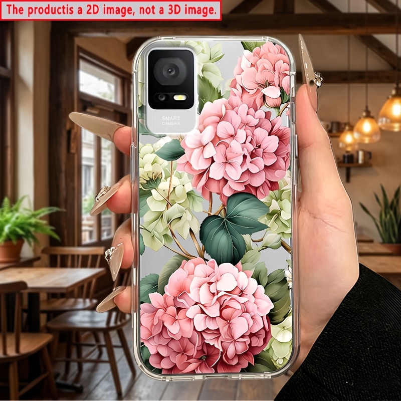 품목 사진 tcl 405   30 40 se 20b 20y 20 r 406 10l 30+ 408 403 40 50   20 pro 20e 305 20l+ 30e 20l 50 pro   5  x 306 20  xl 40 xe2d용 목가적인 야생 수국 송이 2d 평면 투명 낙하 방지 충격 방지 케이스