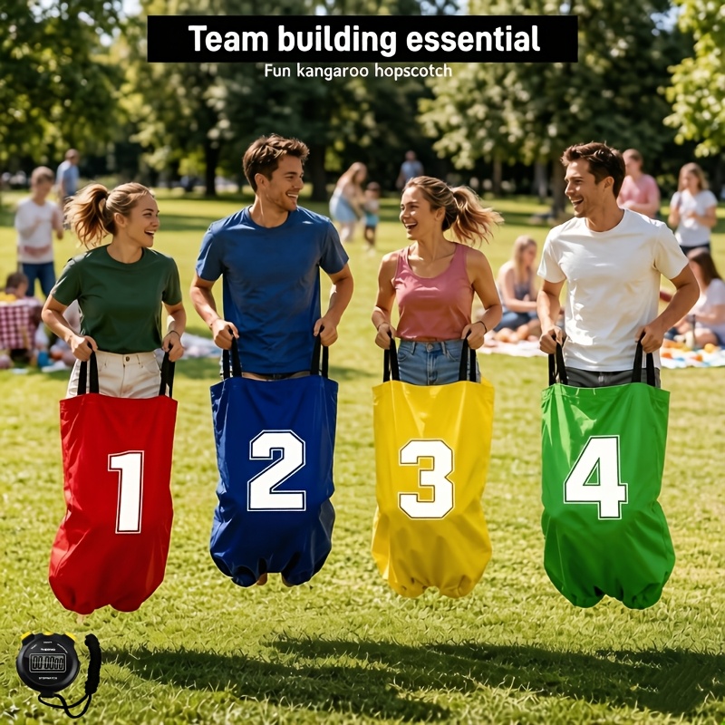 TEMU For Building Interactive Potato Sack, 4pcs Outdoor Adult Potato Sack Racing Bag Set, Outdoor Sports Jumping Bag, Colorful Kangaroo Hopping Bag,