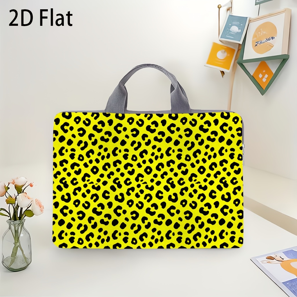 Bright Yellow Leopard Print Laptop Bag for Tablets and Laptops
