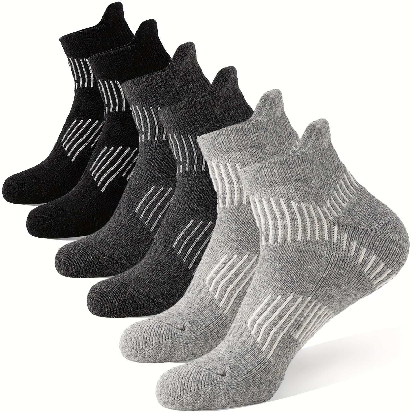 6 Pairs Merino Short Hiking Socks Warm Wool Socks Thick Wool Running Socks Compression Sports Socks Thermal Socks…: retailer-supplied image