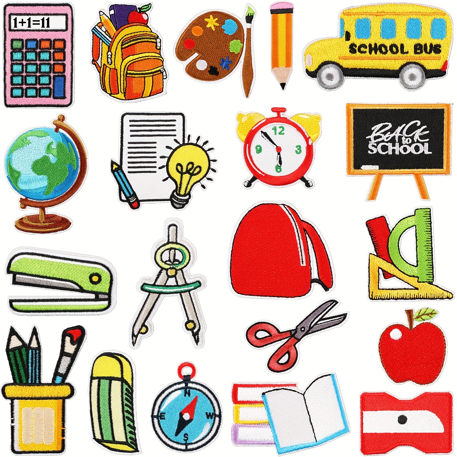

20pcs Mixed School-themed Iron-on Patches For Girls, Embroidered Appliques For Clothing Repair, Suitable For Crafts, Jacket, Jeans, Backpack, Hat Decorations