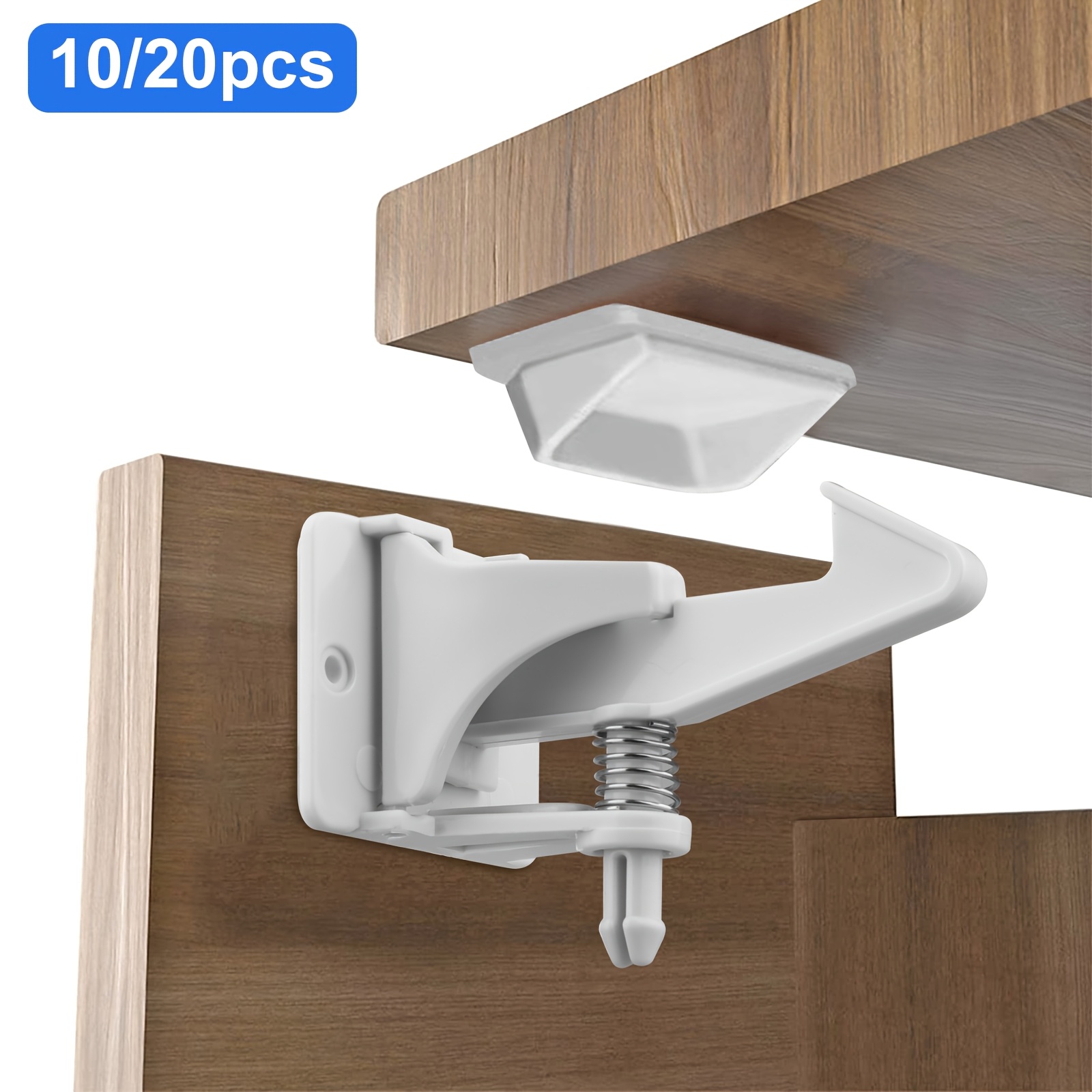 TEMU 10/20pcs Invisible Proofing Cabinet Locks, No Drilling For Installation, Adhesive Safety Cabinet Latch Locks, For Most Cabinets