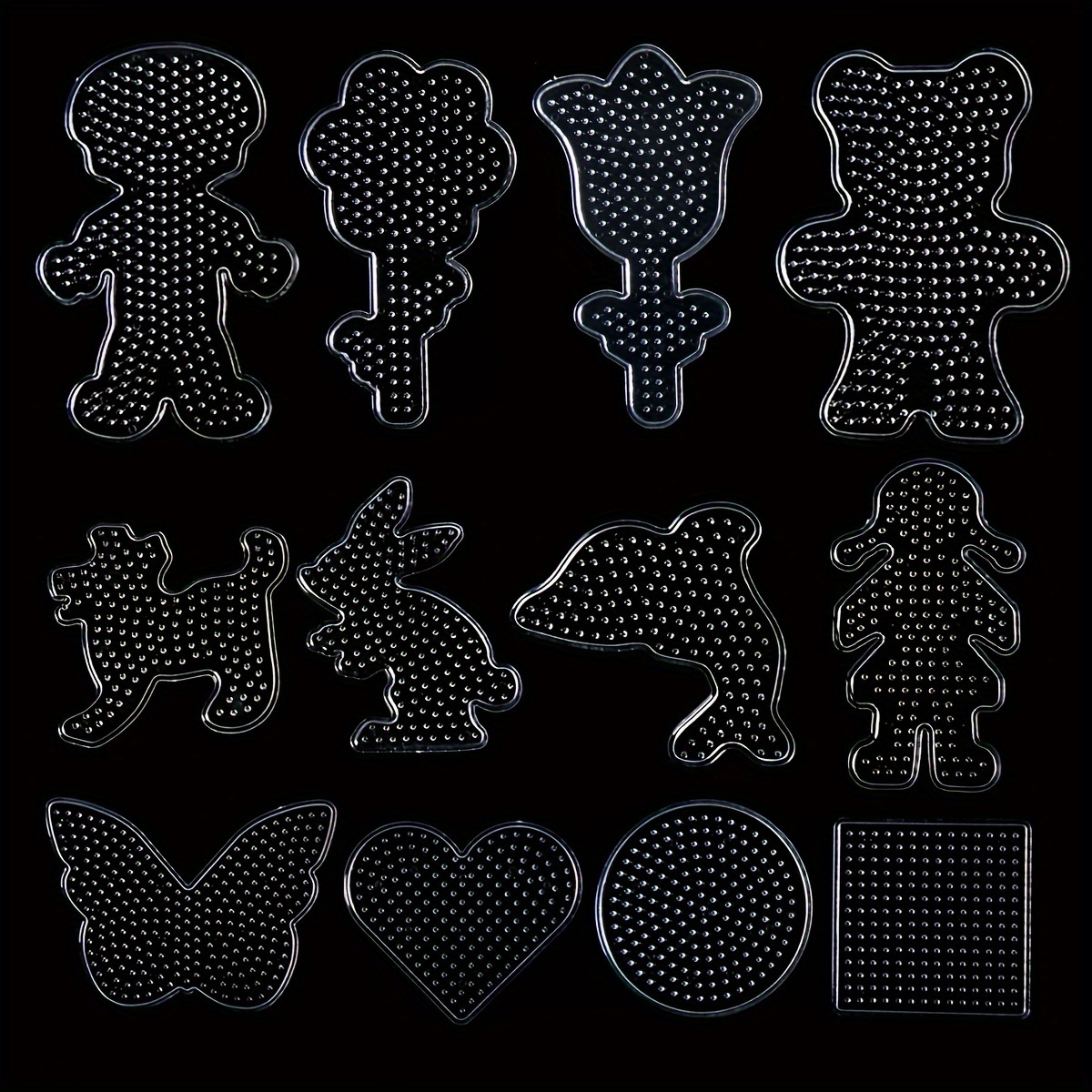 

Ktysm Fuse Bead Pegboards - 5mm Black Plastic Templates With Animal, Flower, Heart & Geometric Shapes For Diy Crafts And Jewelry Making, Spacer Beads For Jewelry Making