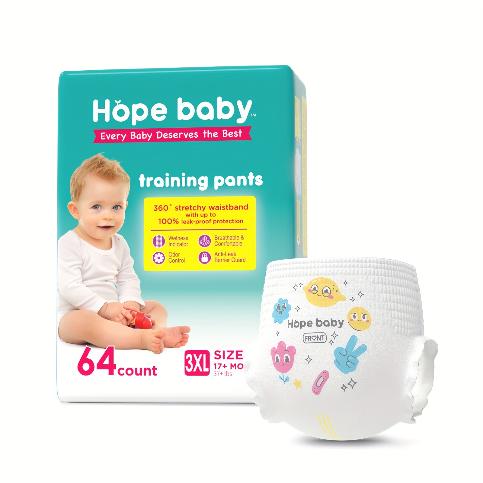 TEMU Baby Pull Ups, 68/66/64 Training Underwear, Baby Diapers Toddler Potty Training Pants, Hypoallergenic , Size L-xxxl