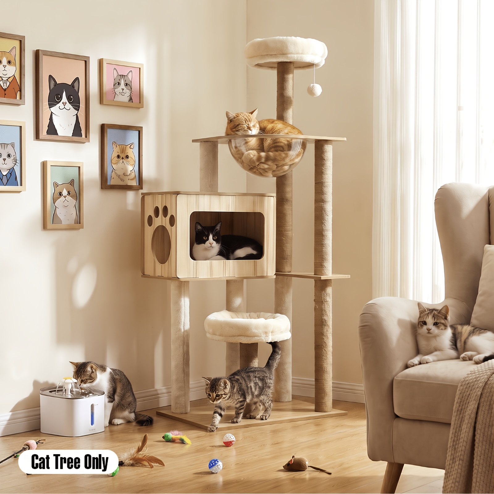 TEMU Cat Tree Tower Scratching Post Scratcher Cats Condo House Bed Furniture