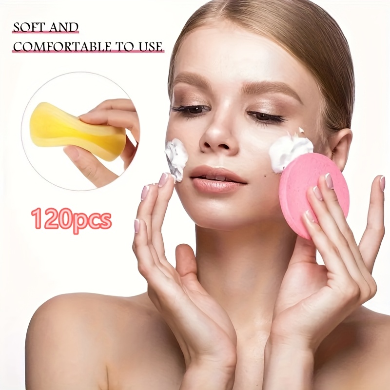 120pcs Compressed Face Wash Sponges, Makeup Remover Sponge Eggs