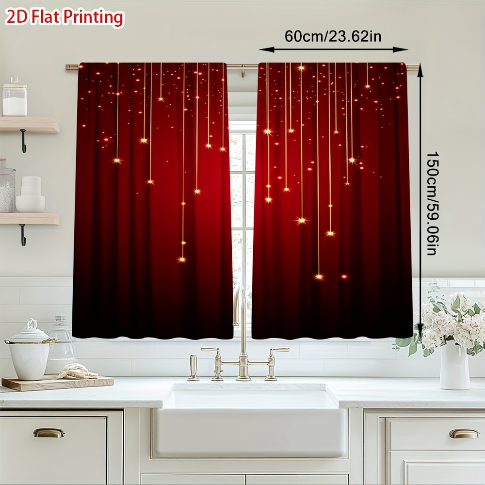 TEMU 2d Flat, 2pcs 2d Flat Printing Starry Night Abstract Decoration Curtains Rod - Room Decoration, Ideal For Art Space, Living Room, Bedroom - Home