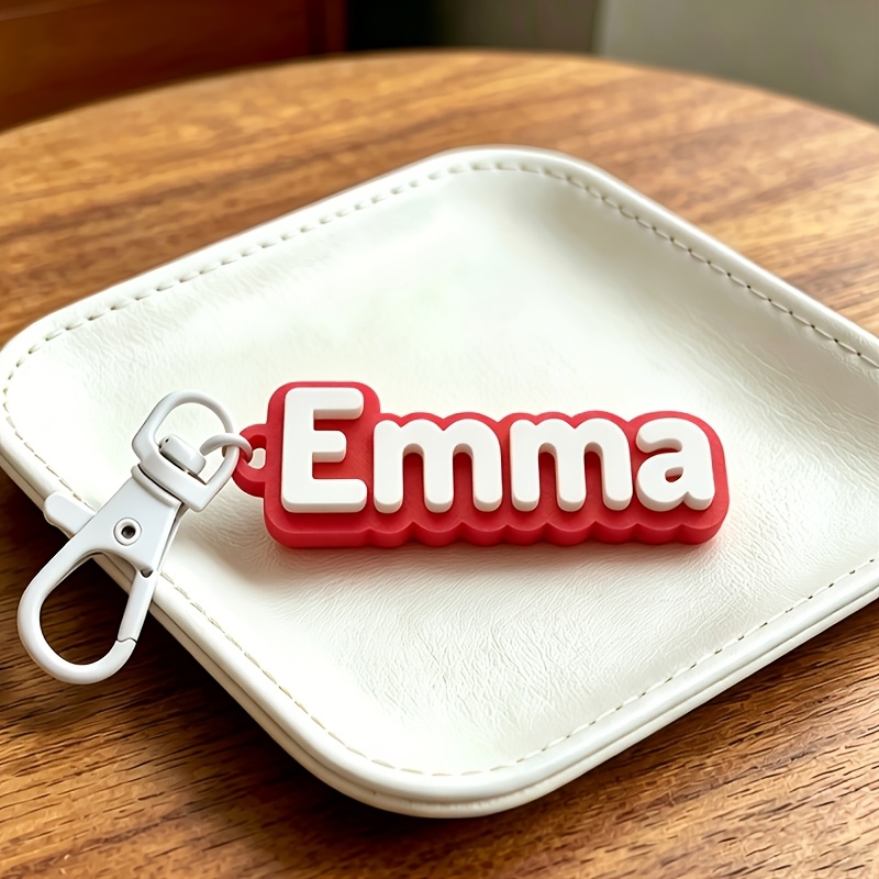 TEMU 1pc Custom Personalized Name & Initial Keychain, Key Ring, Tag For Luggage, Gym Bags, Shoulder Bags, Accessory For Water Bottles, Cups, Lunch