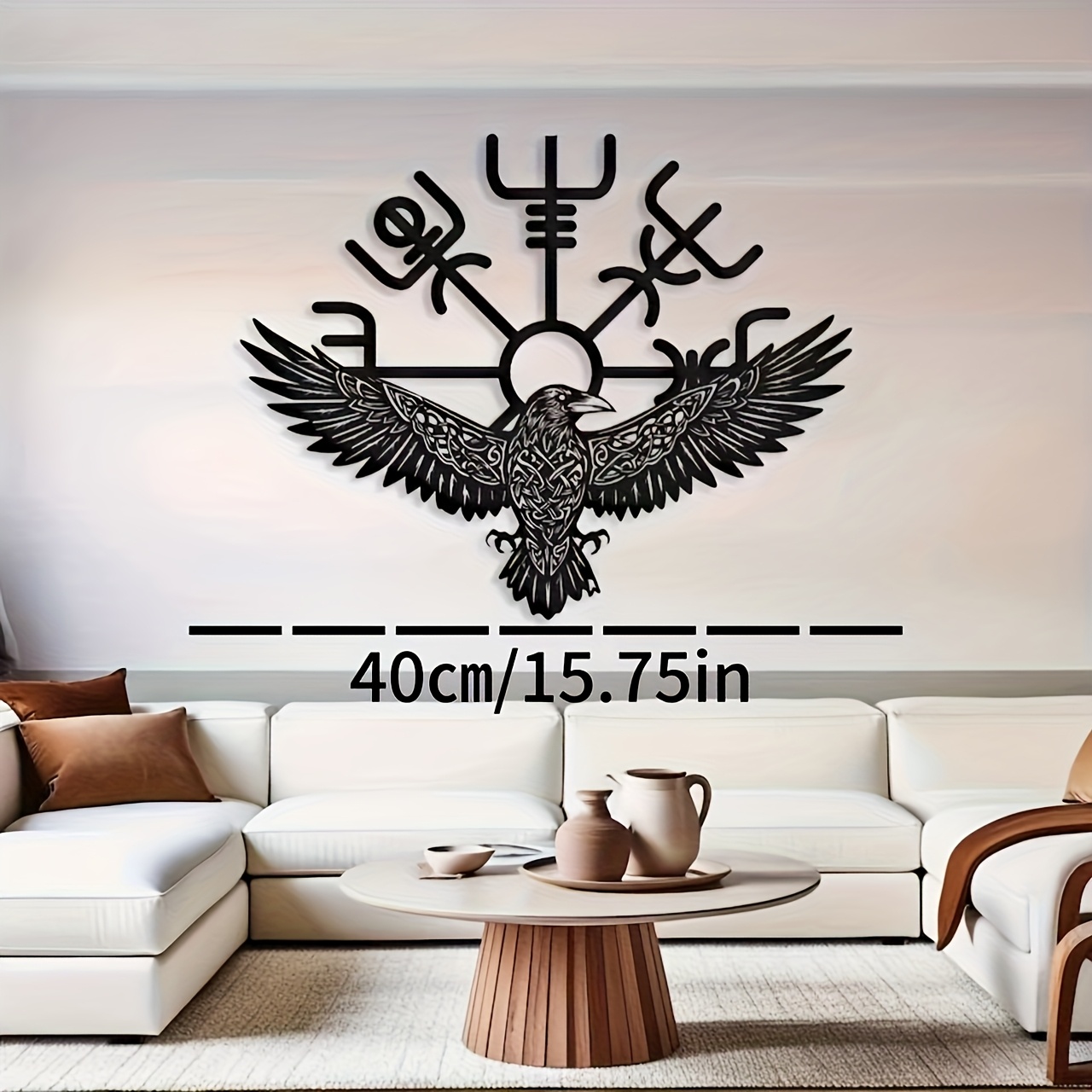 E-shop Wikinger Metall Wandkunst - Keltisches Symbolisches Dekor, Nordische Mythologie Geschenk, Eisen Wandbehang für Männerhöhle, Zuhause, Party,
