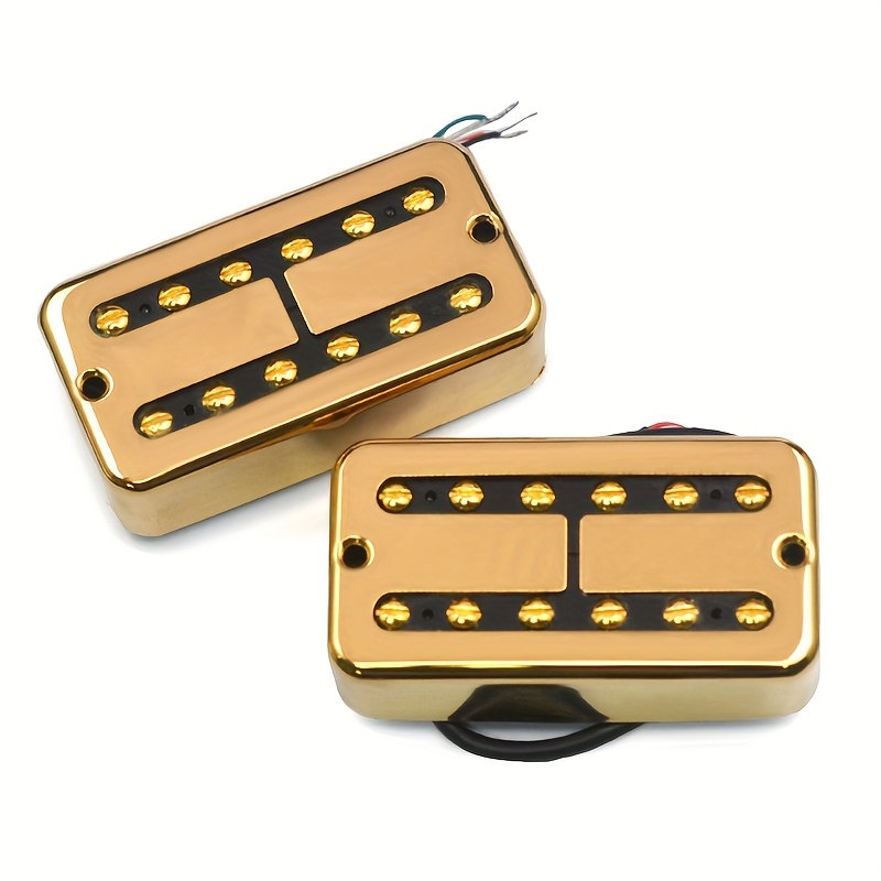 [Alnico 5 Guitar Pickup] Alnico 5 Golden/Chrome Electric Guitar Humbucker Pickup | FT Style Neck-7.5K & Bridge-8.6K Coil Splitting Pickups for Electric Guitar
