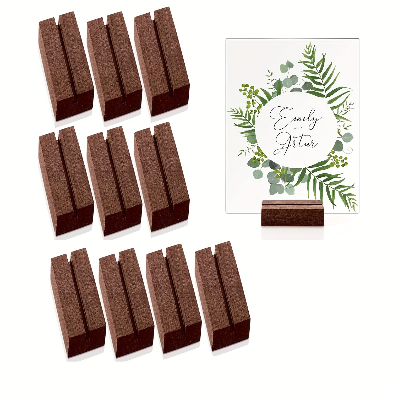 Portatarjetas De Madera De Haya - Juego De 10 Piezas Para Mesas, Bodas, Restaurantes Y Eventos