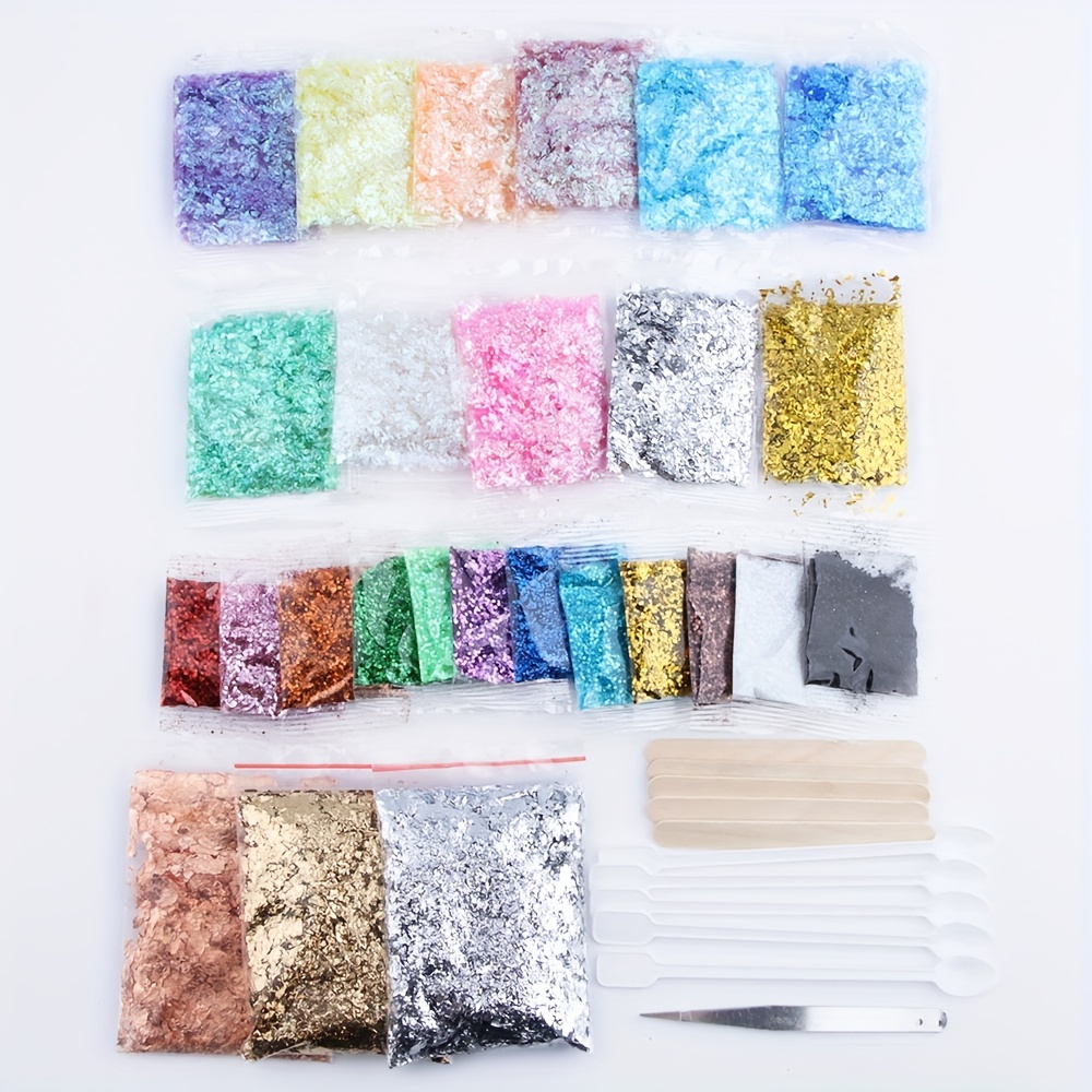 

37-piece Glitter & Sequin Craft Kit - Extra Fine Flakes, Foil Mix, Stirring Stick & Tweezers For Resin Art, Nail Designs, Jewelry Making & Tumbler Decorations