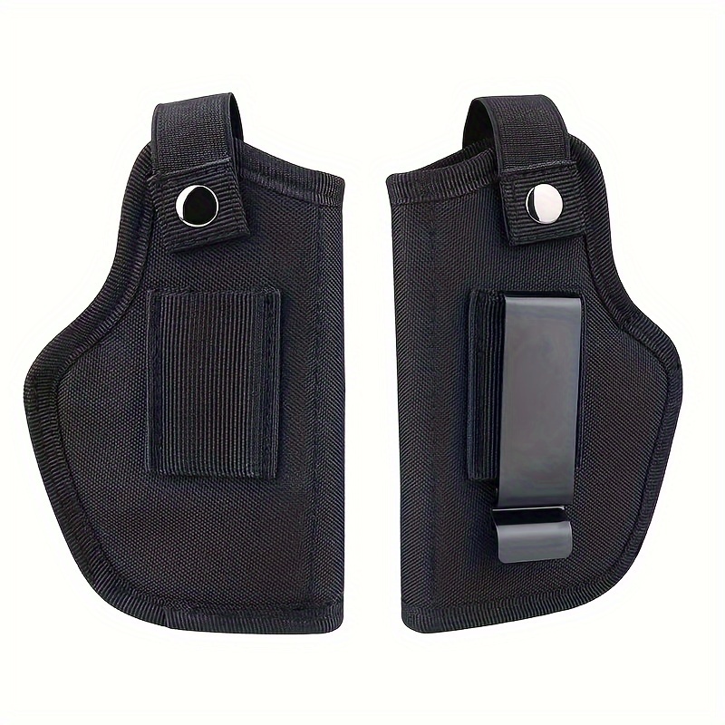 Ambidextrous Black Nylon Belt-Mounted Concealed Carry Holster with Buckle Closure