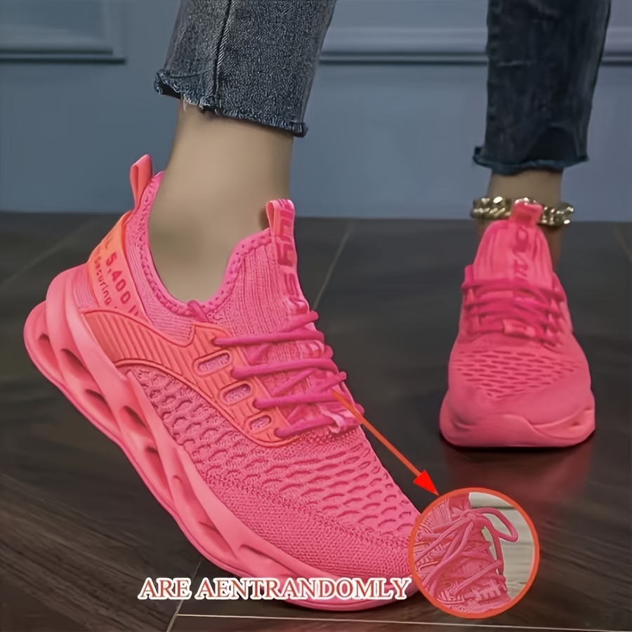 Image of Pink Comfortable Trendy Hole-laced Casual Shoes For Women, Lightweight Breathable Low-top Sneakers, Versatile Fashion Shoes, Mesh Upper, Perfect For Commuting And Casual Attire, Women Shoes