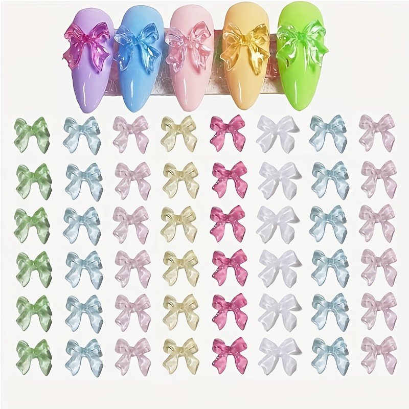 

100pcs Bowknot Nail Charms, Ice Transparent Nail Art Accessories, Nail Art Supplies For Women And Girls, Nail Art Jewelry