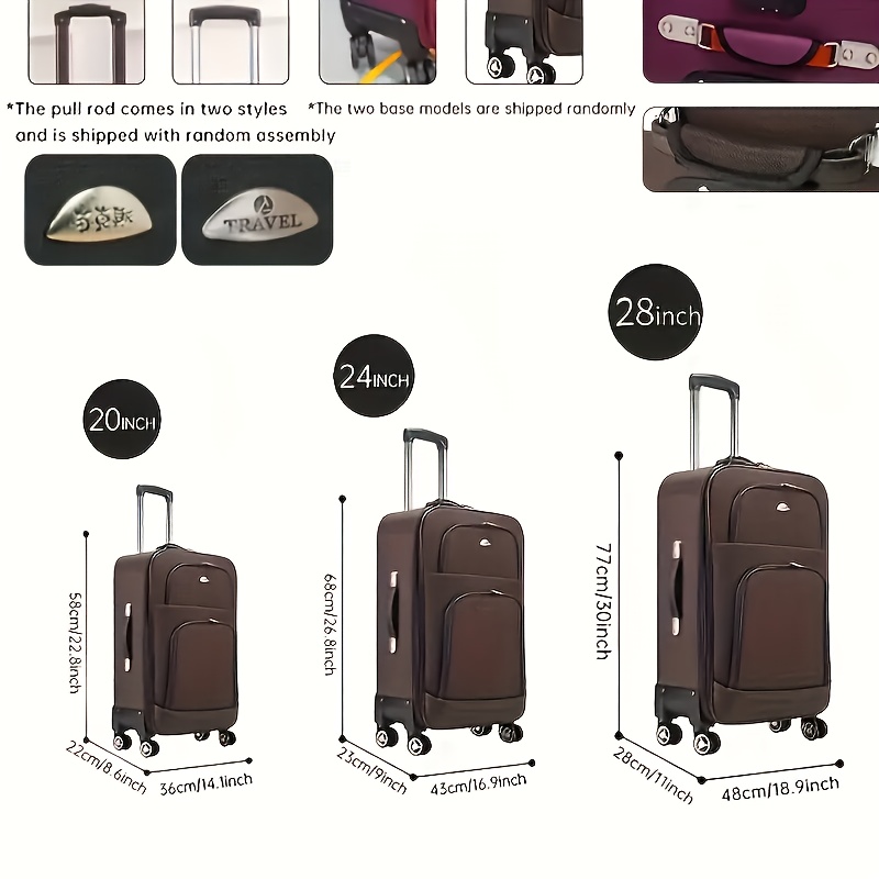 28 inch durable oxford fabric suitcase with spinner wheels combination lock and telescopic handle large capacity multi compartment travel luggage for men and women luggage for trave Product details 2