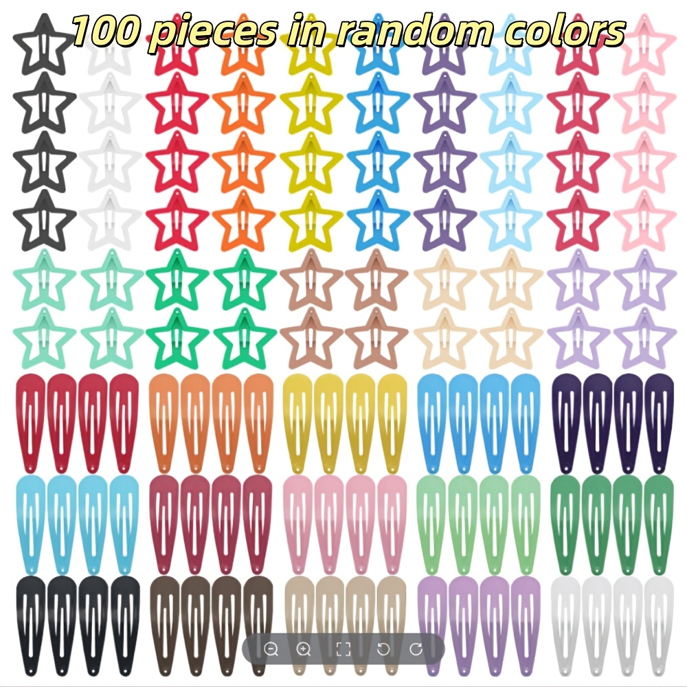 TEMU 100pcs Random Hair Clips And Metal Snap Hair Clips, Cute Hollow Hair Clips, Suitable For Women, Hair Clips, Anti-slip Hair Clips For Styling